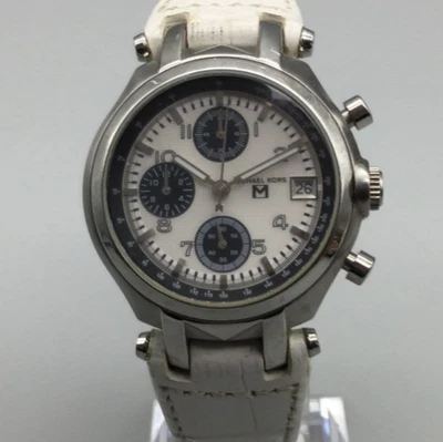 Reloj Michael Kors Mujer Cronógrafo 31mm Tono Plata Fecha Cuero Batería Nueva Foto 1 de 4