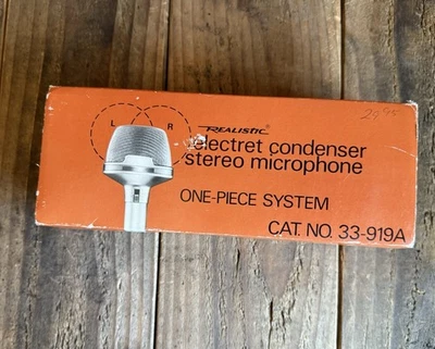 VINTAGE REALISTIC ELECTRET CONDENSER STEREO MICROPHONE #33-919A - Image 1 of 4