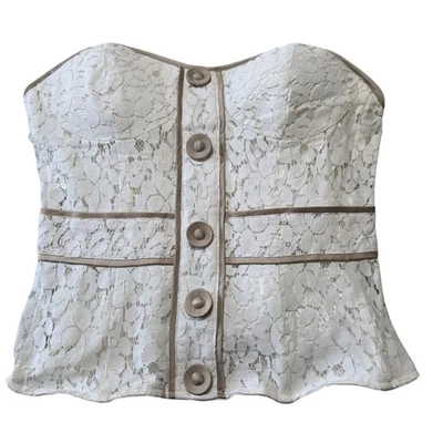 Vintage Charlotte Russe Espartilho de Renda Top L Creme Sem Alças Coquete Fairycore - Imagem 1 de 4