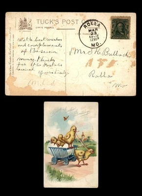 Tarjeta postal de huevo de Pascua Mayfairstamps US 1908 a Rolla Chicks aau_76063 Foto 1 de 2