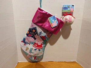 Peppa Pig Ice Skating Christmas Stocking New With Ornament 16" Free Shipping - Picture 1 of 3