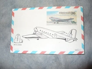 USAirmail 36 cent Postcard FDC First Day Cover DC-3 1938 Add-on Cachet - Picture 1 of 2