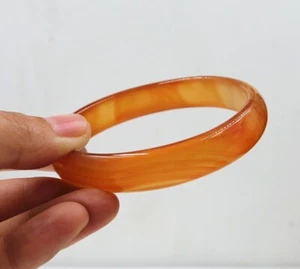 RED NATURAL JADE BANGLE BRACELET 65mm BIG SZ BOX T455 - Picture 1 of 3