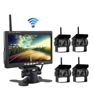 Wireless Car Backup Reverse Camera 7" Monitor Rear View Kit For RV Truck Trailer