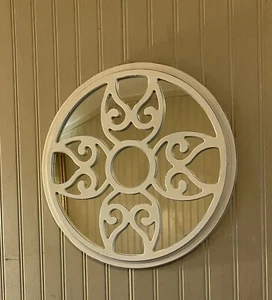 Decorative 15.5” Distressed White Round Accent Wall Mirror - Picture 1 of 9