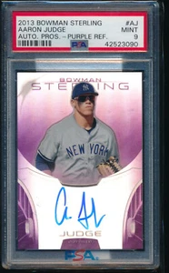 PSA 9 AARON JUDGE AUTO 2013 Bowman Sterling PURPLE REFRACTOR #/10 Rookie RC MINT - Picture 1 of 2