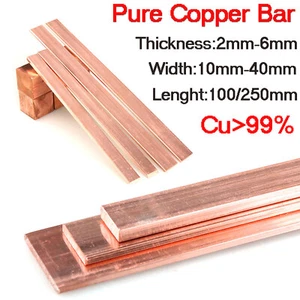 100/250mm Pure Copper Sheet T2 Cu Strip Square Flat Bar DIY Model Maker material - Bild 1 von 7