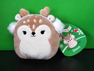 Squishmallows Dawn the Fawn Fuzzy White Earmuffs Reindeer 4" Plush - Picture 1 of 4