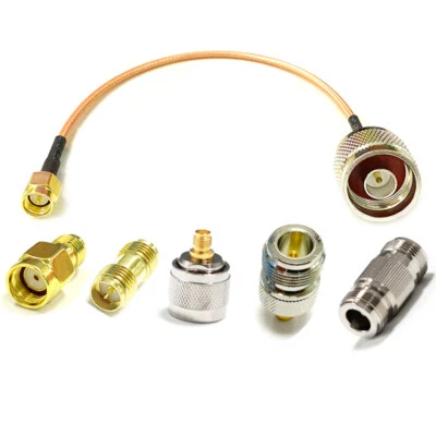 SMA Male to N Male RF Coax Cable RG316 50CM + 5pcs RF Coax Adapter Kit SMA to N - Image 1 of 4