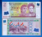 Paraguay 2000 Guaranies Year 2008 Polymer Uncirculated World Currency Banknote