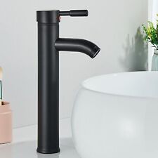Mezclador de lavabo alto negro, grifo monomando de agua para fregadero de baño