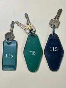 LOT of 3 Authentic Vintage Hotel Motel Room Key Fobs & Key #115 - Picture 1 of 2