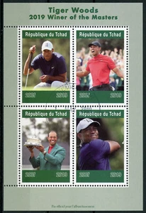 Chad 2019 CTO Tiger Woods Masters Winner 4v M/S Golf Sports Stamps - Picture 1 of 1