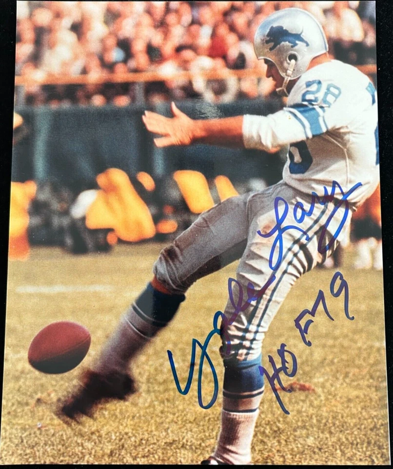 Yale Lary Signed "HOF 79" Autographed Game Action 8x10 Photo Detroit Lions - Image 1 of 1