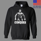 Arnold Schwarzenegger Conquer Men's Black Hoodie Sweatshirt Size S to 3XL