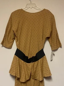 Abito Vintage Party Punk Rock Cyndi Lauper Pois Peplum Staccabile 2pz Anni 80 - Foto 1 di 23