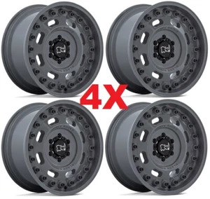 FITS F-150 F150 BATTLESHIP GRAY WHEELS RIMS 17X9.5 SET BLACK RHINO AXLE 6X135 - Picture 1 of 4
