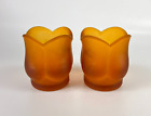 Amber Frosted Satin Tulip Votive Holders Lot of 2