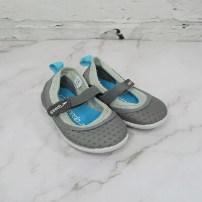 Speedo Baby Toddler Girl Size Small (5/6) Mary Janes Sporty Water Shoes Gray NEW - Image 1 of 4