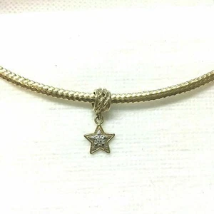 Dije Diamante Dos Tonos Oro 14k Pequeña Estrella Hecho a Mano Deslizable Nuevo con Etiquetas # C96 - Imagen 1 de 4