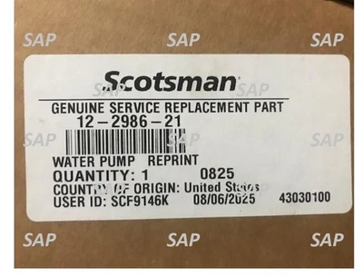NEW 12-2986-21 OEM GENUINE Scotsman WATER PUMP - Image 1 of 2