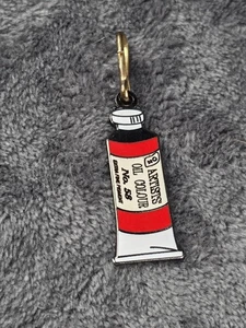 Vintage 1981 Will Spear Handiwear Enamel Paint Tube Charm Pendant Zipper Pull - Picture 1 of 3