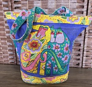 Bolso de Mano Laurel Burch Cartera Gato Perro Floral Vástagos Espíritus - Imagen 1 de 11