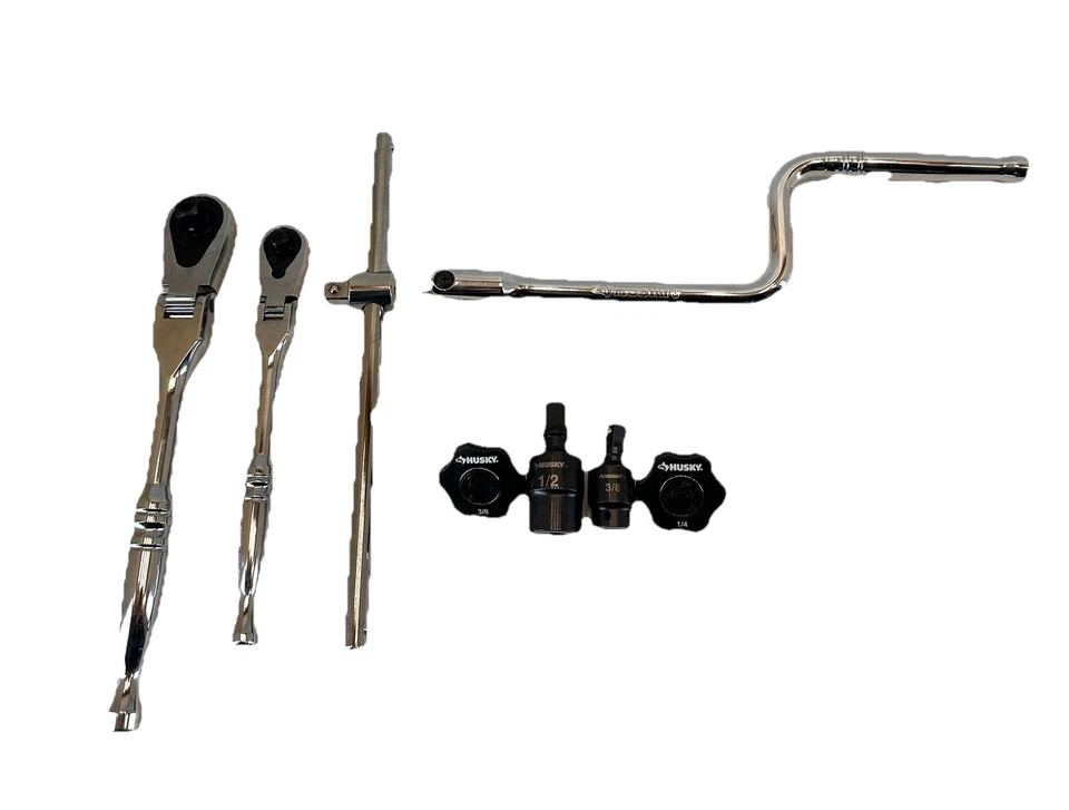 Husky 3/8 in & 1/2 in Drive Flex Head Ratchet Set W/ 6 Accessories - Image 1 of 4