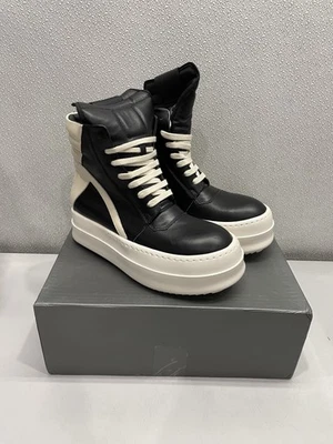 Rick Owens Mega Bumper Geobasket High Top Sneakers Men's US 9, White/Black - Image 1 of 4