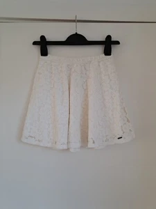 Hollister Lace Mini Skirt Skater Flare Size S White Soft Short - Picture 1 of 10