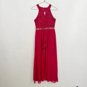 Speechless Romper Dress Girls Size 16 Red High Neck Maxi Sequins Party - Picture 1 of 8