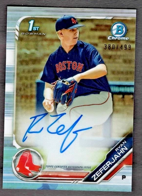 2019 Ryan Zeferjahn Bowman Chrome Baseball 1st Auto /499 Red Sox CDA-RZ - Image 1 of 2