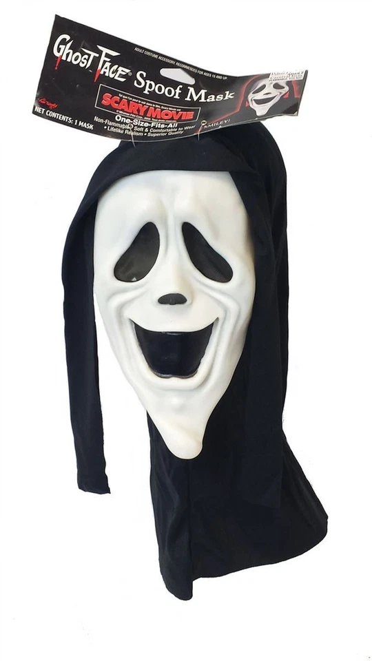Adults Smiley Face Scream Scary Spoof Movie Licenced Halloween Fancy Dress Mask - Image 1 of 1