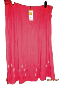 BNWT SIZE 24 MARKS & SPENCER PINK LINEN BLEND SKIRT WITH STRETCH WAIST & PATTERN - Picture 1 of 3