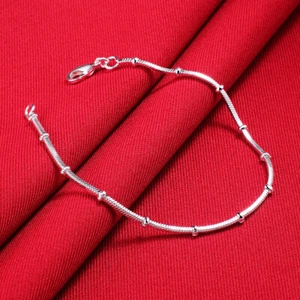 925 Sterling Silver Snake Bone Chain Bracelet Women Wedding Fashion Jewelry - Picture 1 of 6