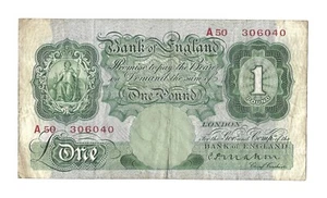 Bank of England One Pound (£1) Note, Signed by C P Mahon 1928 VF condition. - Picture 1 of 2