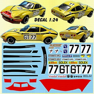 Decalcomanie decalcomanie Opel GT gruppo IV 1972 Steinmetz #77 giallo yellow 1:24 - Foto 1 di 3