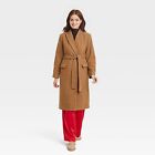 Women's Essential Wool Overcoat Jacket - A New Day Light Brown M