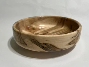 Handturned Wood Bowl Spalded Maple Burl Carved Handmade Food Safe Decor - Picture 1 of 9