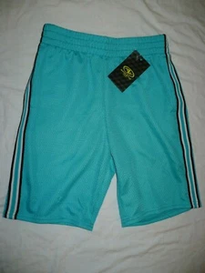 Athletic Works Boys Active Mesh Shorts Small (6-7) Aqua Side Stripe - Picture 1 of 2