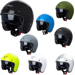 Jet Helmet Cafe Racer Open Face Motorcycle SunVisor Custom Scooter - Foto 1 di 56