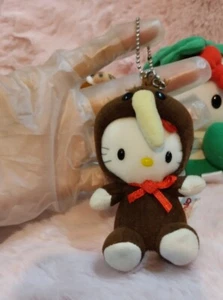 Vintage Hello Kitty Mini Brown Kiwi w/ Hood 4" Plush Doll Sanrio VG Cond - Picture 1 of 14