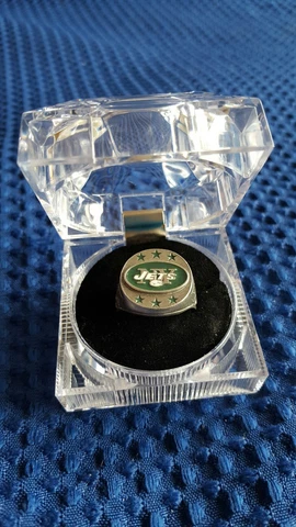 NEW YORK JETS HAND PAINTED  PEWTER RING  WITH TEAM LOGO SIZE 14  NEW Cover