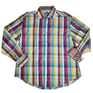 Robert Graham Shirt Mens 2XL Gingham Multicolored Flip Cuff - Picture 1 of 13