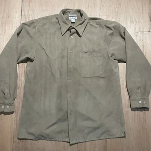 Ron Chereskin Tan Dress Shirt Long Sleeve Men's Large Solid Pocket Sueded Luxe - Picture 1 of 6