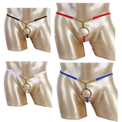 Sexy Herre Bikini Tanga mit Metallic Penisring Dessous Ouvertslip Unterwäsche  - Bild 1 von 4