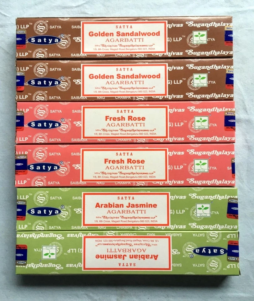 Satya Variety Nag Champa Incense Sticks Assorted Sampler #6 Bulk  6 x 15g Boxes  - Image 1 of 1