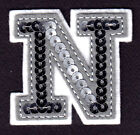 LETTERS - Silver Sequin 2" Letter "N" - Iron On Embroidered Applique