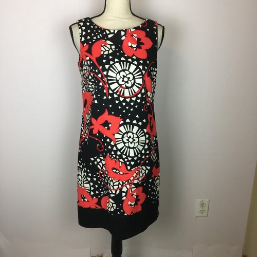 Abito tubino Alyx Limited taglia 6 donna nero rosso stampa floreale senza maniche nuovo con etichette