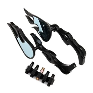 Universal Flame Rearview Mirrors Motorcycle M8 M10 Side Mirror For Honda Suzuki - Picture 1 of 7